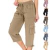 Capris femininas com bolsos, calças casuais soltas, elegantes, leves, femininas, calças cargo largas para caminhadas