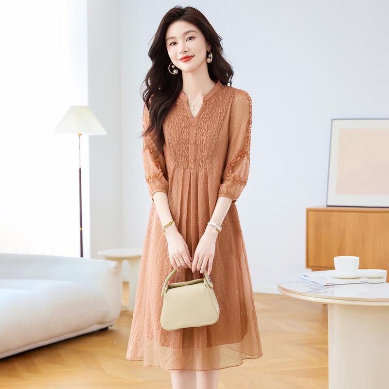 

Kebeier 2025 Summer Elegant Sheer A-Line Dress M