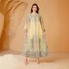 Middle Eastern Embroidered Muslim Women's Long Dress Abaya with Hot Drill Print