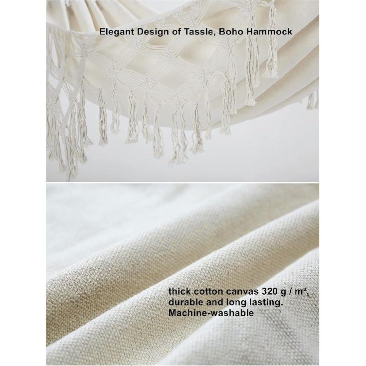 Outdoor-Hängematte für 2 Personen, große brasilianische Hängematten, Canvas-Baumwolle, Indoor-Hängematte für Schlafzimmer, Terrasse, Veranda, Garten, Hinterhof, zum Entspannen im Freien, mit handgewebt