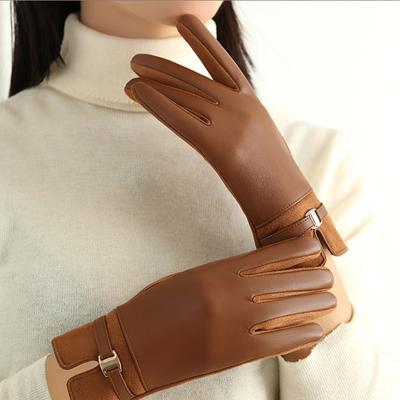 Winter Warm Outdoor Cycling Windproof Waterproof New High End Sweet Cool Wind Plush PU Women Gloves