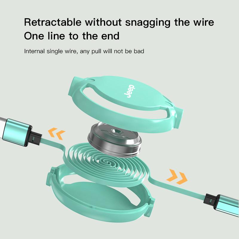 3 In 1 Portable Charging Data Cable Telescopic Charging Cable For Jeep Renegade Compass Grand Cherokee Wrangler Patriot Rubicon ALY1