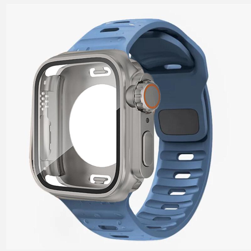 360 Waterproof Case+Silicone Strap for Apple Watch 9 8 7 Band Appearance Upgrade Ultra 49mm Iwatch Series 8 7 6 SE 5 4 3 2 1