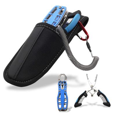 Fish Grip Fishing Spiral and Original Case of OUTIVE-88 Pliers, Cord, Two-Tier (Set 4) (Blue)