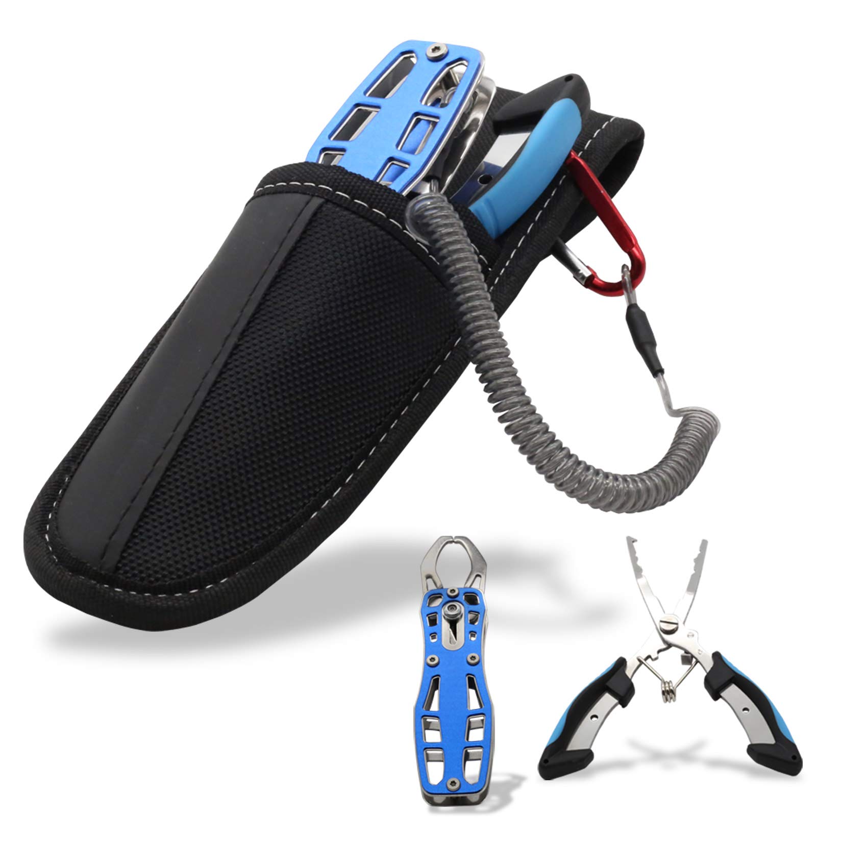 

Fish Grip Fishing Spiral and Original Case of OUTIVE-88 Pliers, Cord, Two-Tier (Set 4) (Blue) синий