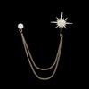 Brooch with Chain Collar Pin, Suit with Four-pointed Star Fringed Brooch, Chest Decoration - Simple Accessory