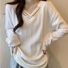 NaVaVa Men Ribbed V Neck Long sleeVe KniT T shirT Nk2335
