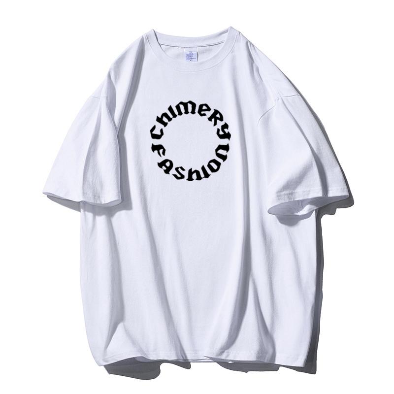 Shellsuning Vintage trička s potiskem dopisu pro ženy Nadměrná ležérní trička s kulatým výstřihem a krátkým rukávem Měkké základní tričko 100% bavlna Oblečení pro páry Korejský gotický top