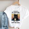Mooi Huisdier Kat Dames Print T-shirt Koffie Letter Zoete Top Zomer Mode T-shirt Korte Mouw Dame Vrouwen Kleding Casual Grafisch T-shirt