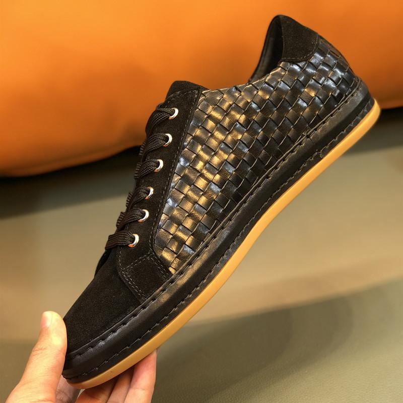 European Style Black Men Suede Shoes Genuine Leather Casual Sneakers Weaving Pattern Nature Leather Men Urban Daily Casual Shoes