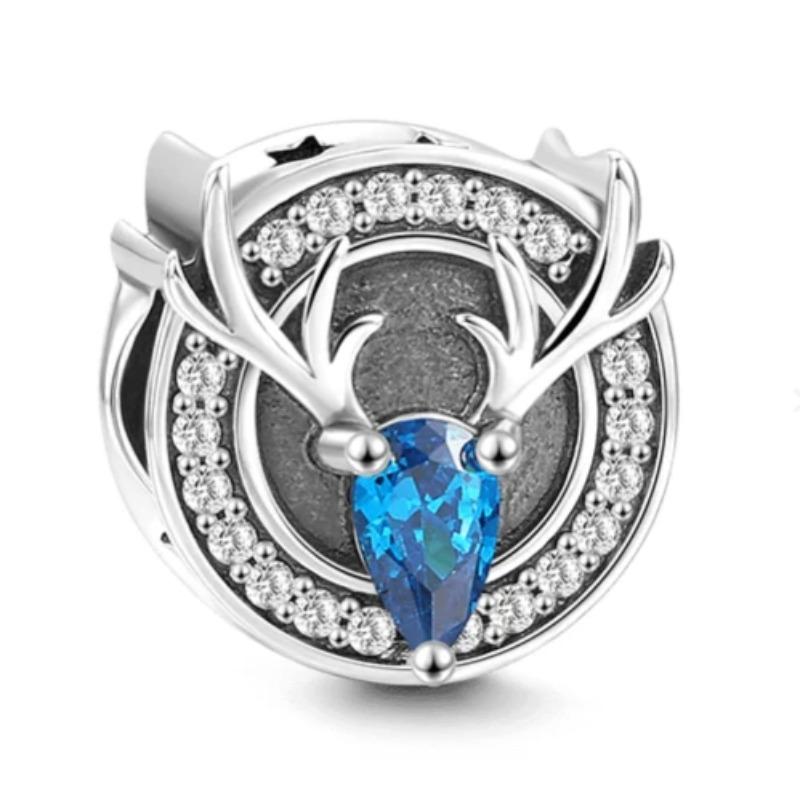 New 925 Silver Christmas Bell Elk Charm Bead DIY Bracelet Jewelry for Women