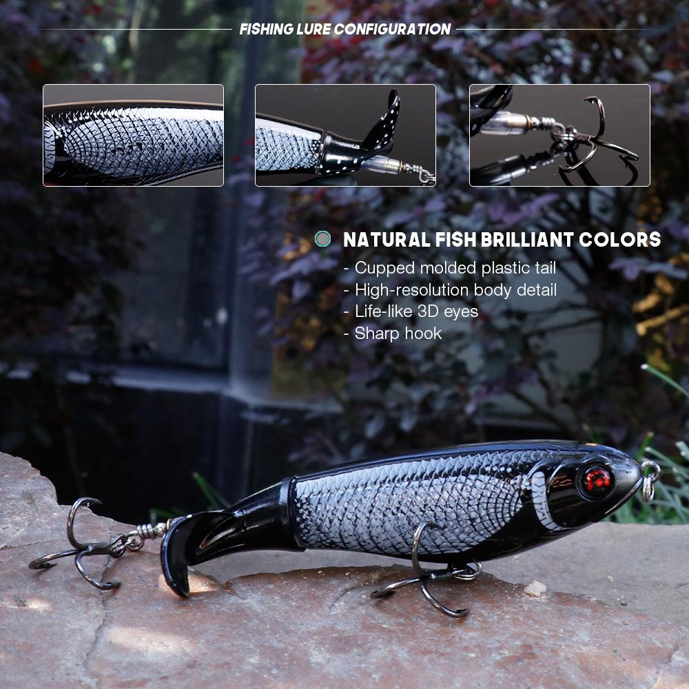 5pcs Topwater Pencil Whopper Popper Fishing Lure Set 10cm 16g Artificial Bait Wobbler Pike With Rotating Tail Tackle Kit