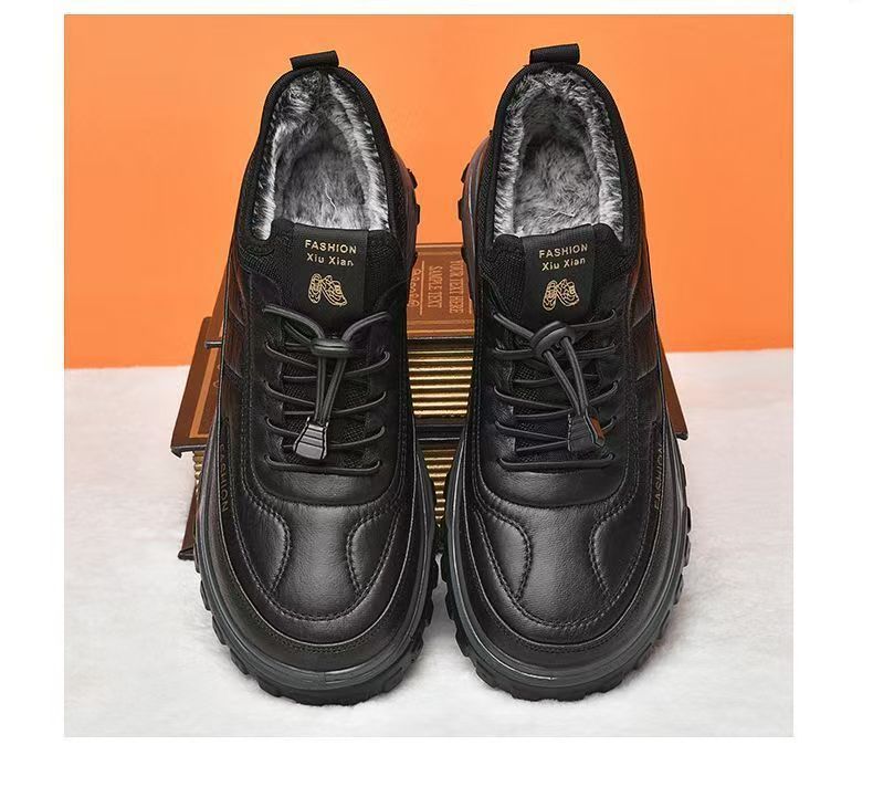 

Мужские ботинки зимние бархатные утолщенные теплые высокие мужские зимние ботинки на толстой подошве нескользящие водонепроницаемые повседневные туфли для улицы хлопковая обувь 41 чёрный