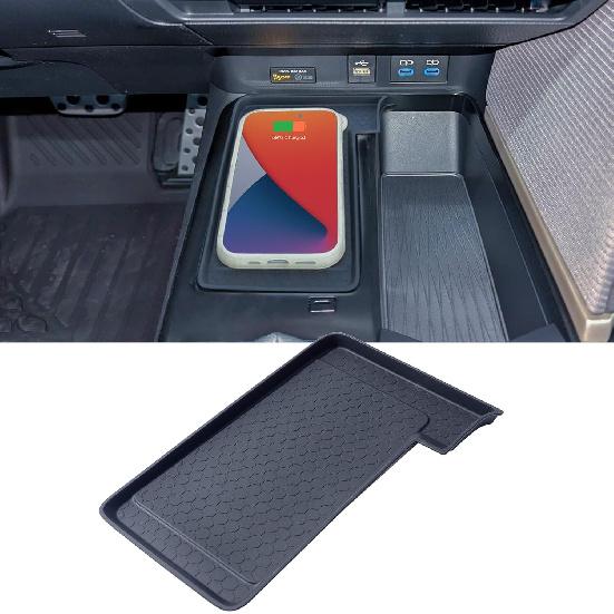 TOPTALL Wireless Charging Anti-Slip Mat Compatible With 2025 2026 Toyota Camry, Black Silicone Protective Pad Center Console Liner For Camry