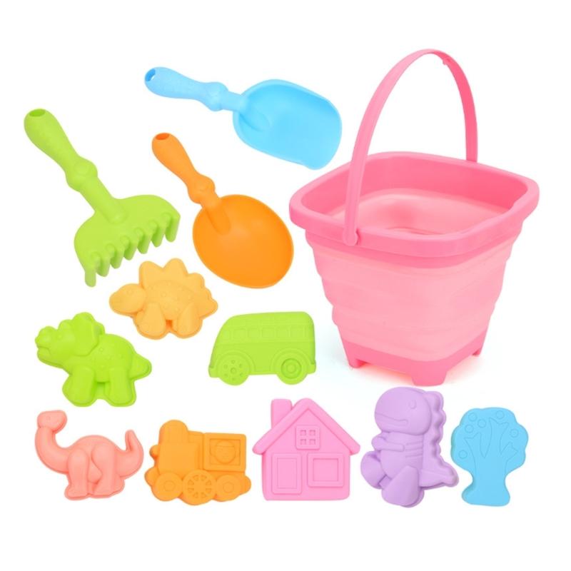Пляжное ведро для песка для детей Форма для песка и снега Строительство песочных замков Скульптура Лопатка Игрушка Складное ведро для песка