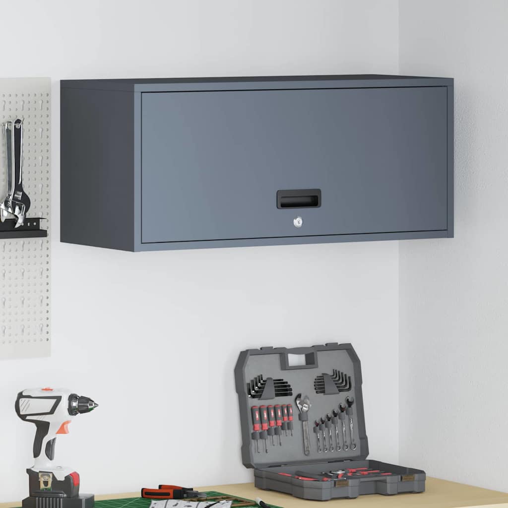 Wall Mounted Garage Cabinet with Gas Spring Door Anthracite