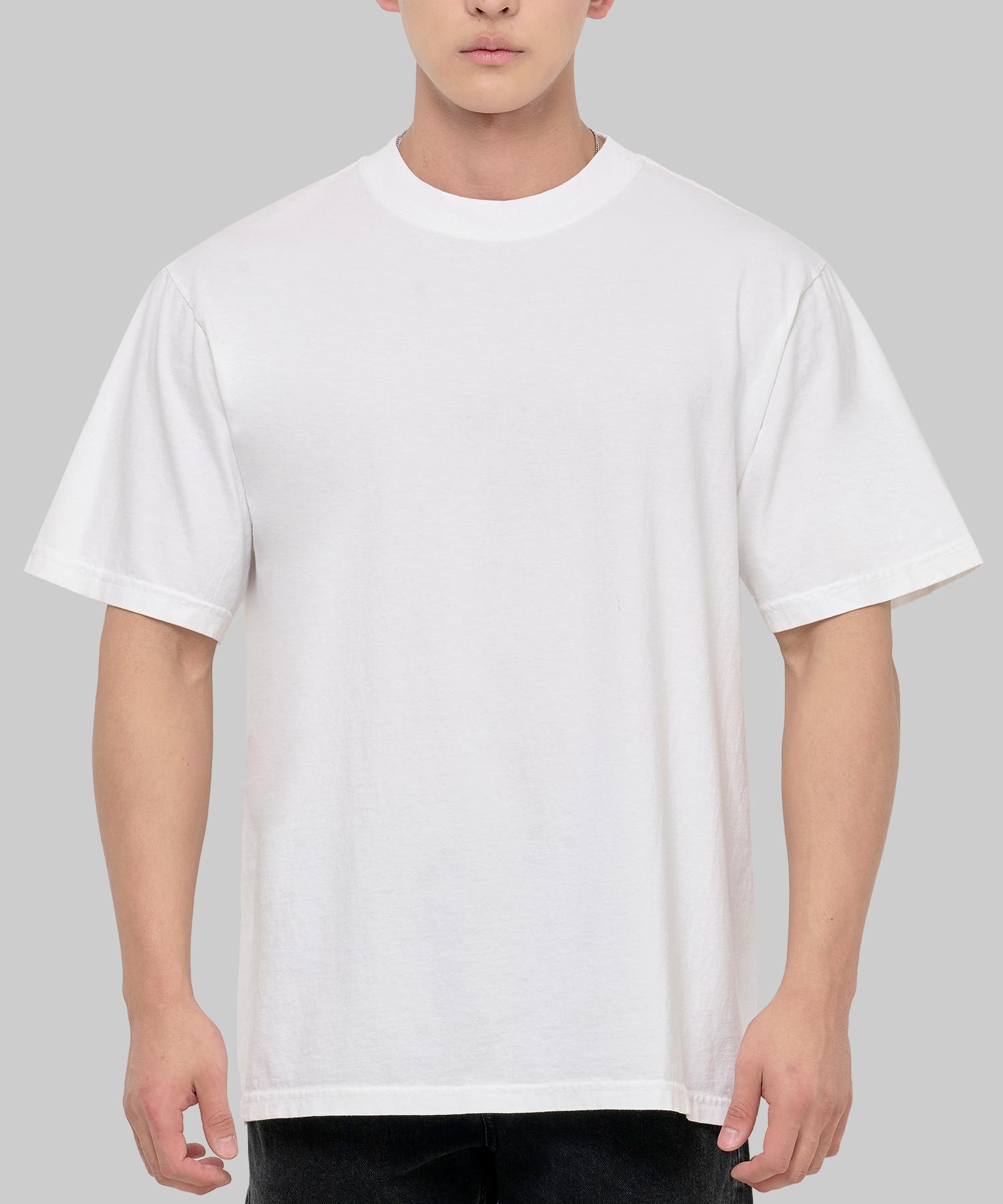 Shakawear 7.5Oz Garment-Dyed Plain Oversized Short Sleeve T-Shirt_White S