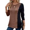 Women's Color Blocking Button Slit Casual Long Top