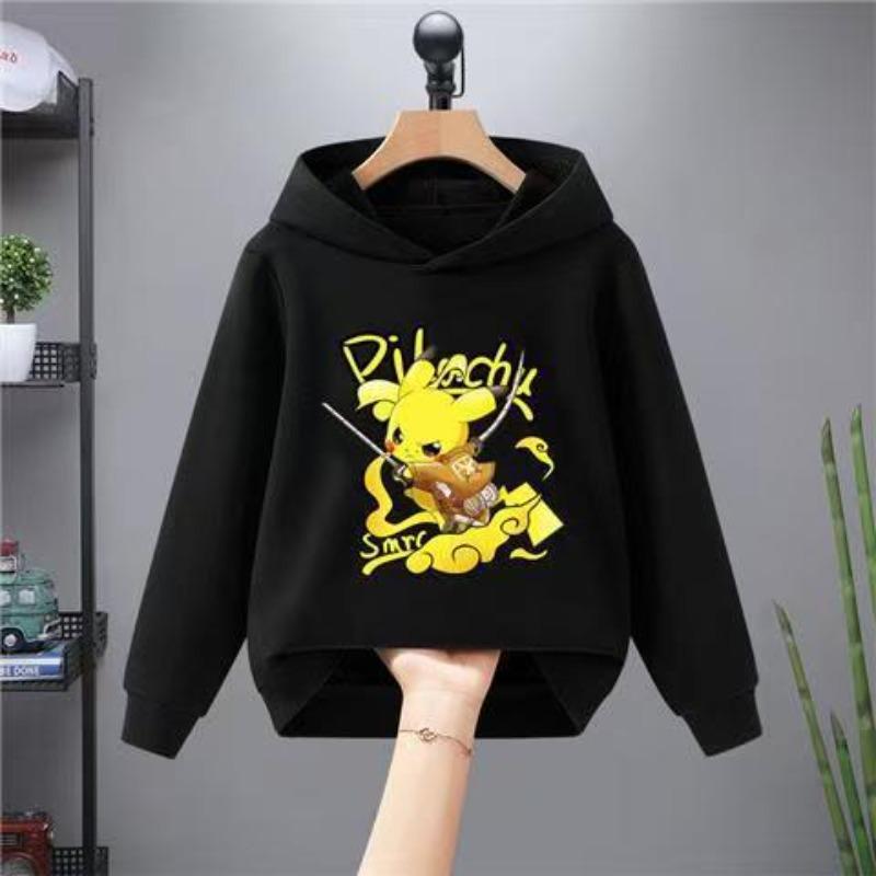 Jungen Freizeit-Hoodie Herbst Winter Modisch Kreativ Niedlich Cartoon Pikachu Warmer Bequemer Hoodie