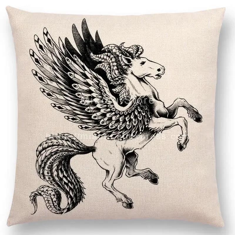 

Новый Декоративный Храбрые Животные Тотемы Бесплатные Звериная Вера Тату Принты Наволочка для Подушки Дивана Сова Слон Акула Медведь 66x66cm золотистый