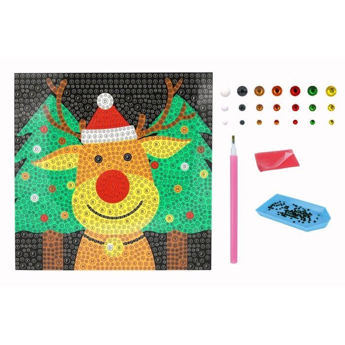 Kit Diamond Painting - Renne de Noël - Multicolore - 8 ans et plus - Mixte - Strass adhésif