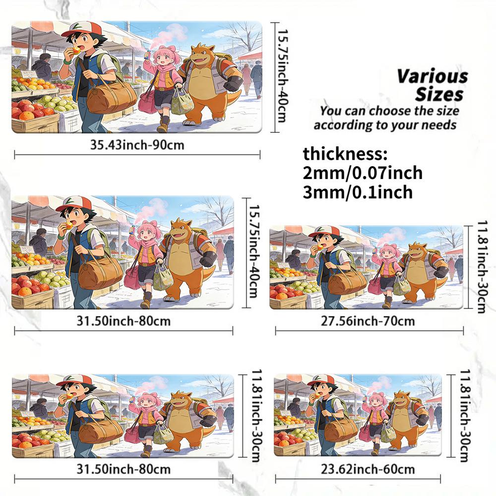Snorlax Beach Streetwear Style with Green Onion TCG Playmat NonSlip Desk Mat 30x80x0.2cm
