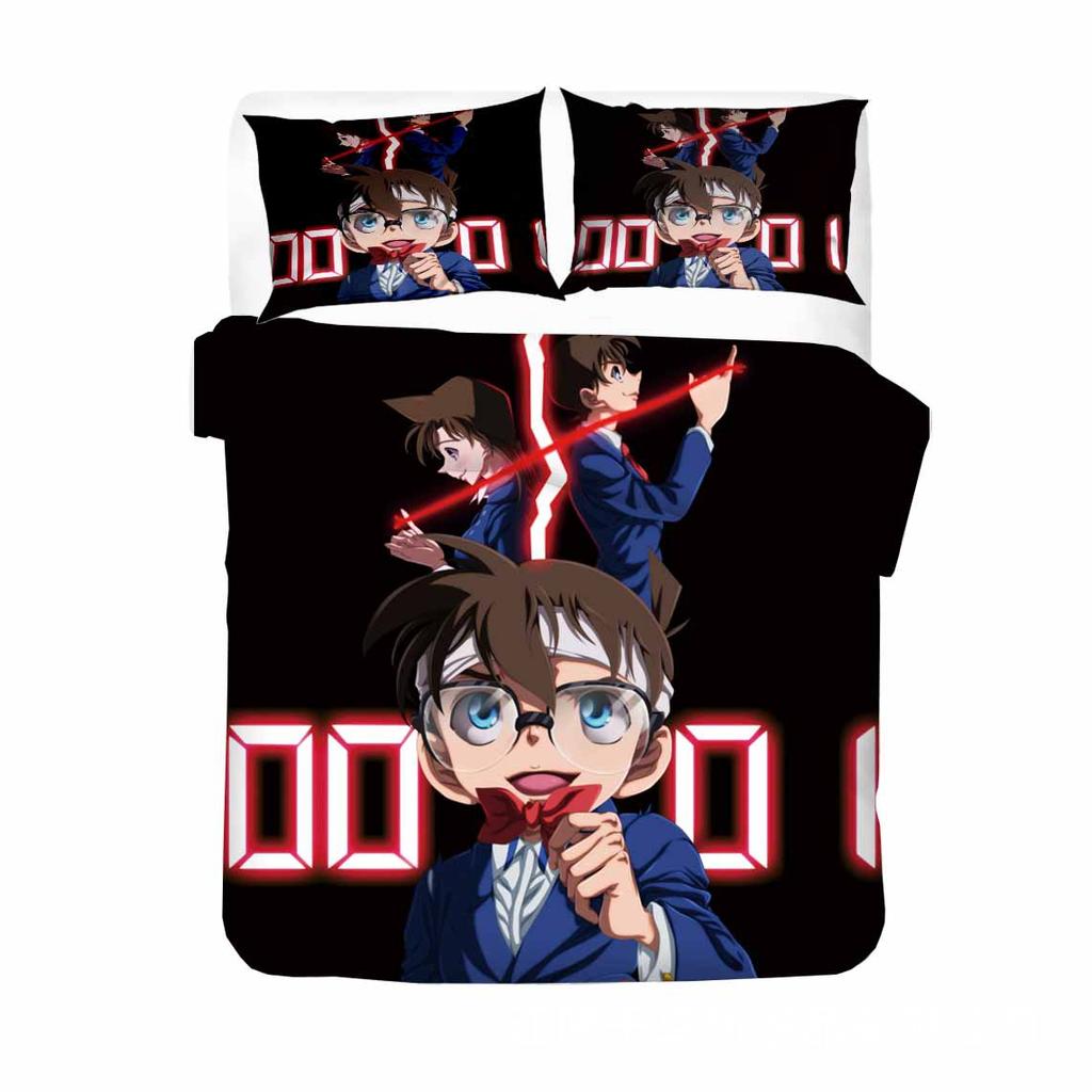Anime Detective Conan Shinichi Set Biancheria da Letto Ragazzi Ragazze Twin Queen Size Copripiumino Federa Letto Bambini Adulti