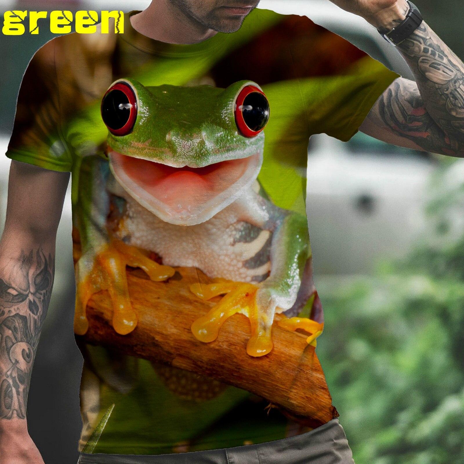 

Модная мужская/женская футболка для пар в стиле хип-хоп с забавным принтом, красноглазая древесная лягушка, 3d футболка, топы с животными