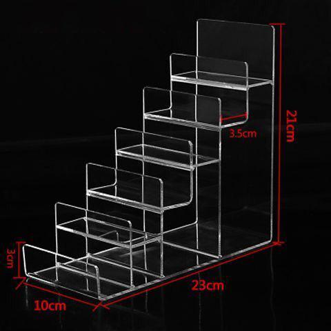 1-9 Tier Clear/Black Acrylic Riser Display Stand for Wallet,Makeup Organizer, Sunglasses,Women Handbag Rack Collection Holder