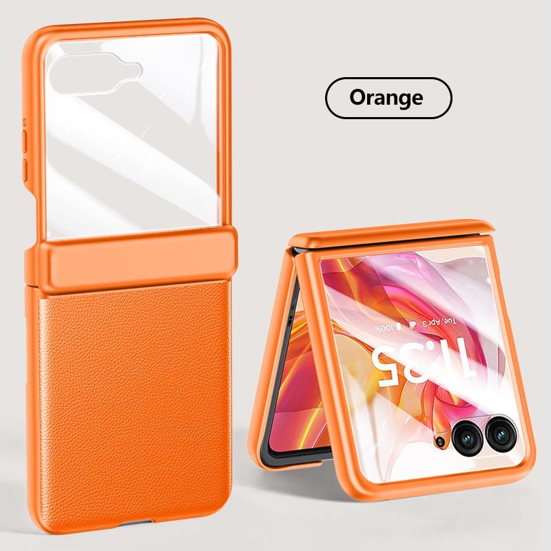 Feel Skin Leather Hinge Shockproof Cover for Motorola Razr 50 50Ultra Case Ani-Knock Protective Full Protection Film Case Cover