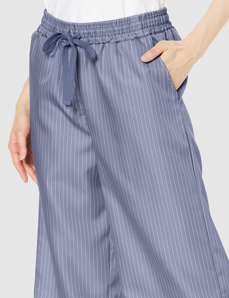 Atsugi COMFORT Cropped Striped Smoke Size LL Semi-Wide Leggings, Women's, SPK1963, Blue,
