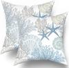Nautical Coastal Throw Pillow Covers 16X16 Inch Summer Ocean Themed Seashell Cor