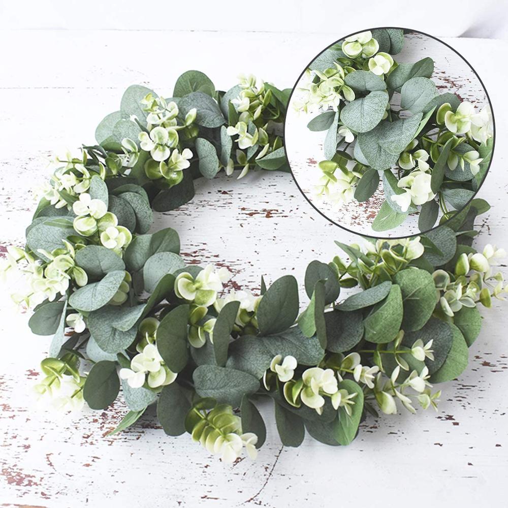 Artificial Eucalyptus Plant Wreath Wedding Holiday Supplies Door Home Decoration Diy Photo Props Flowers Background Wall Garland