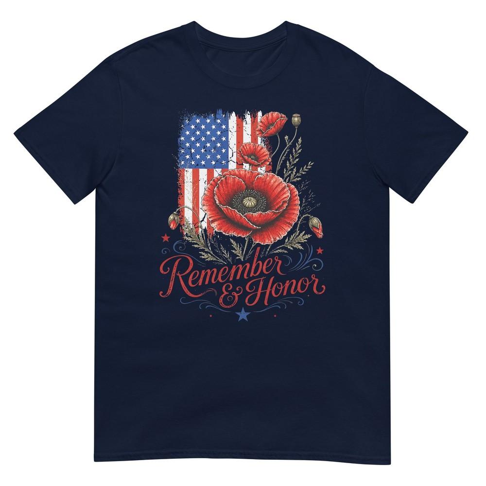 Veterans Day Usa Memorial Day Red Poppy Flower Military TShirt S