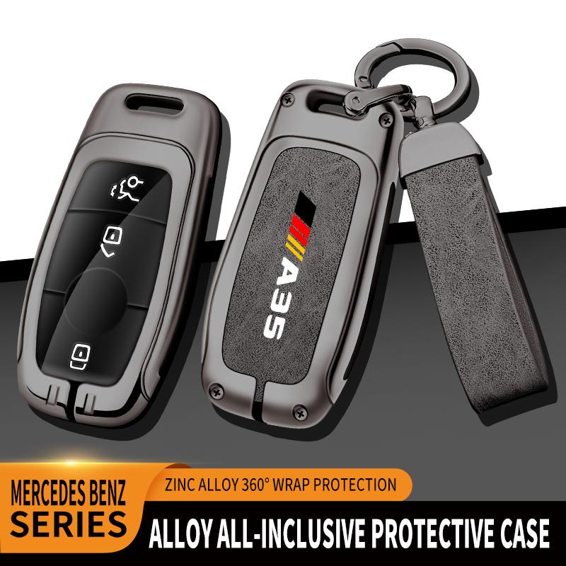 BYRJ7 Car TPU Zinc Alloy Key Case Bag For Mercedes Benz AMG A35 Logo Car Key Chain Car Metal Key Shell Interior Decoration Accessories