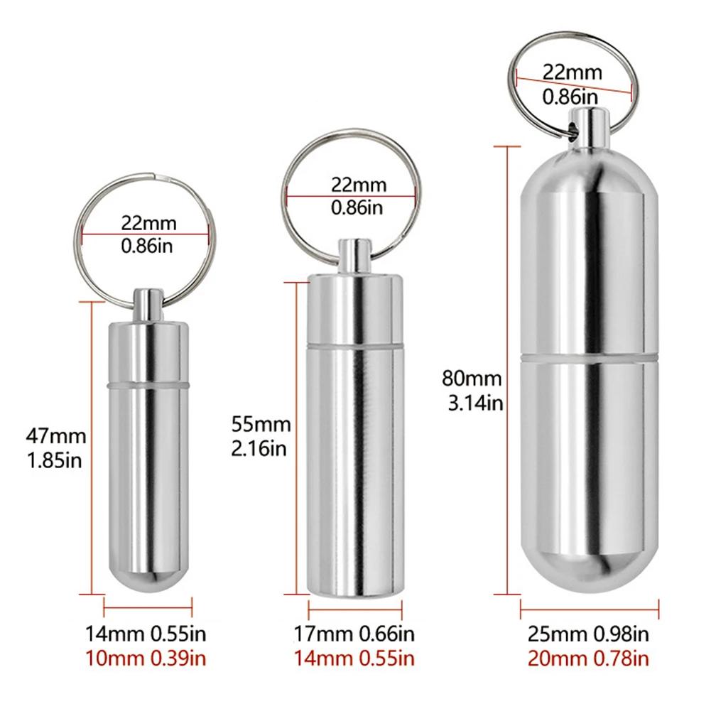 1-4 Stück Wasserdichte Aluminium Pillendose Schlüsselanhänger Karabiner Medikamentenbehälter Behälter Flaschenhalter Outdoor Pillenbox Pillendose Anhänger