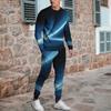 2024 Men's Long Sleeve T-shirt Two-piece European Charm 3d Printed Pattern Popular Street Wear  Loose Suit