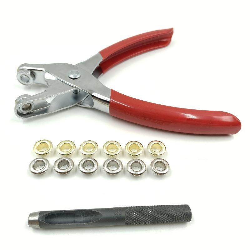 6mm Metal Air Eyelet Grommet Installation Tool Hand Press Pliers Set