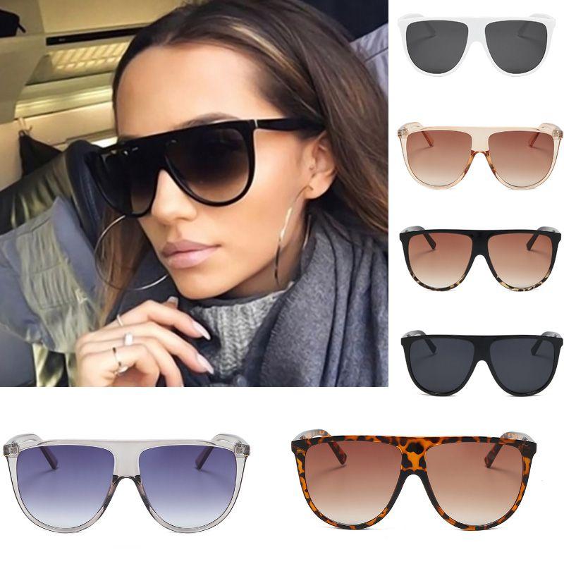Oversized Women Sunglasses Ladies Vintage Flat Top Large Shield Fashion Uv400