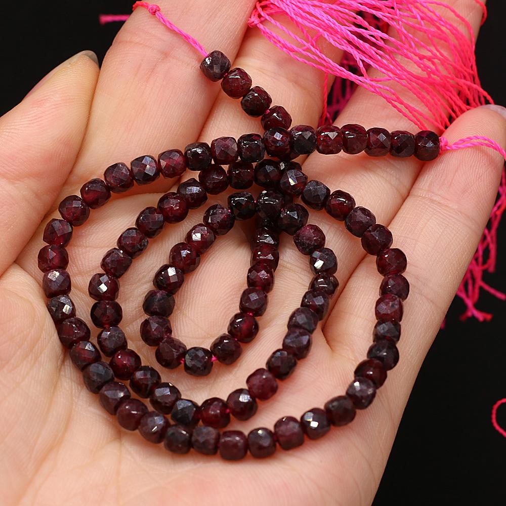

Граненые бусины из натурального камня граната, изоляционная бусина для изготовления ювелирных изделий своими руками, ожерелья, браслета, серег, аксессуаров 4mm