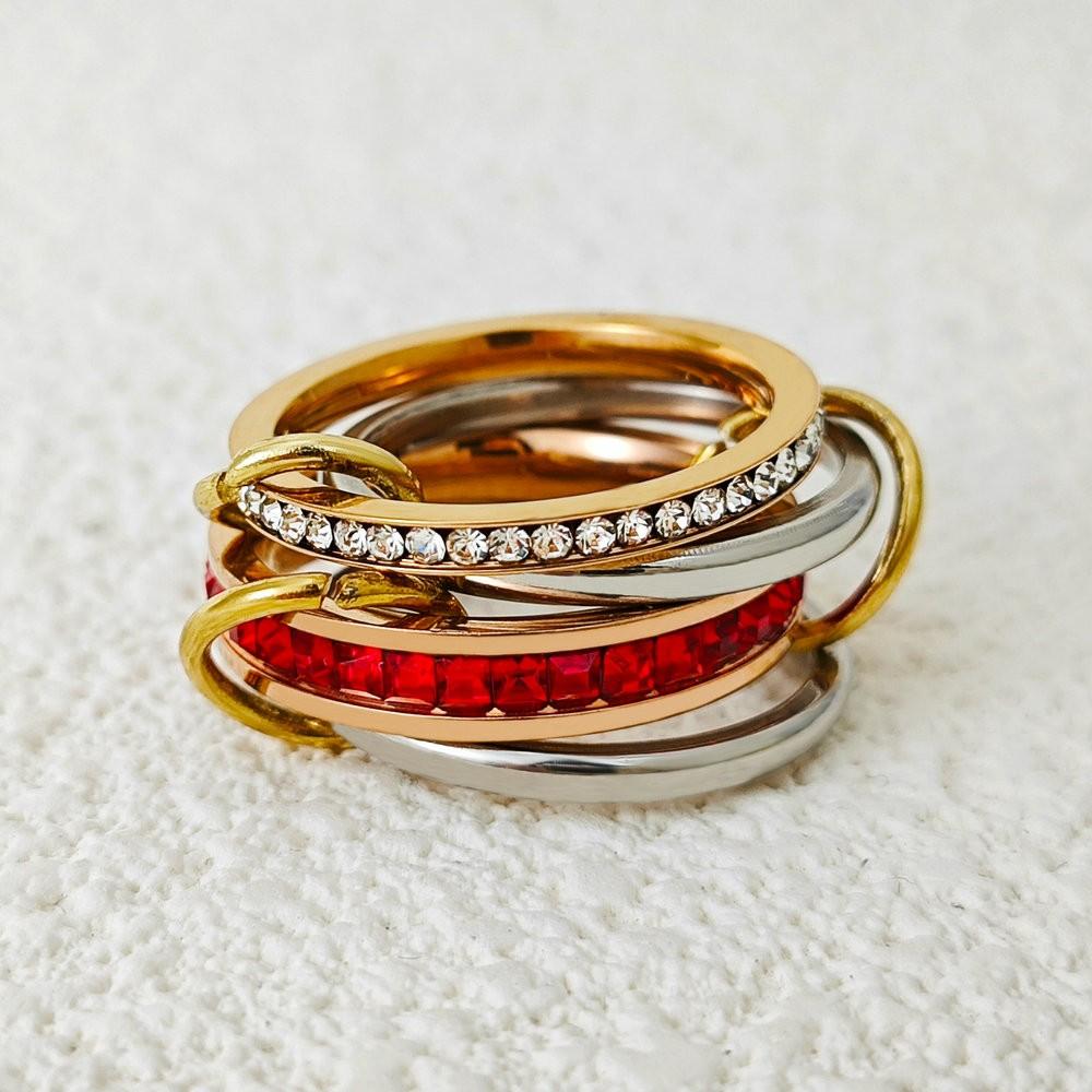 Multi Layers Stainless Steel Rings Stack Set For Women Men Simple Colorful CZ Spinelli Ring Jewelry Gift Trend