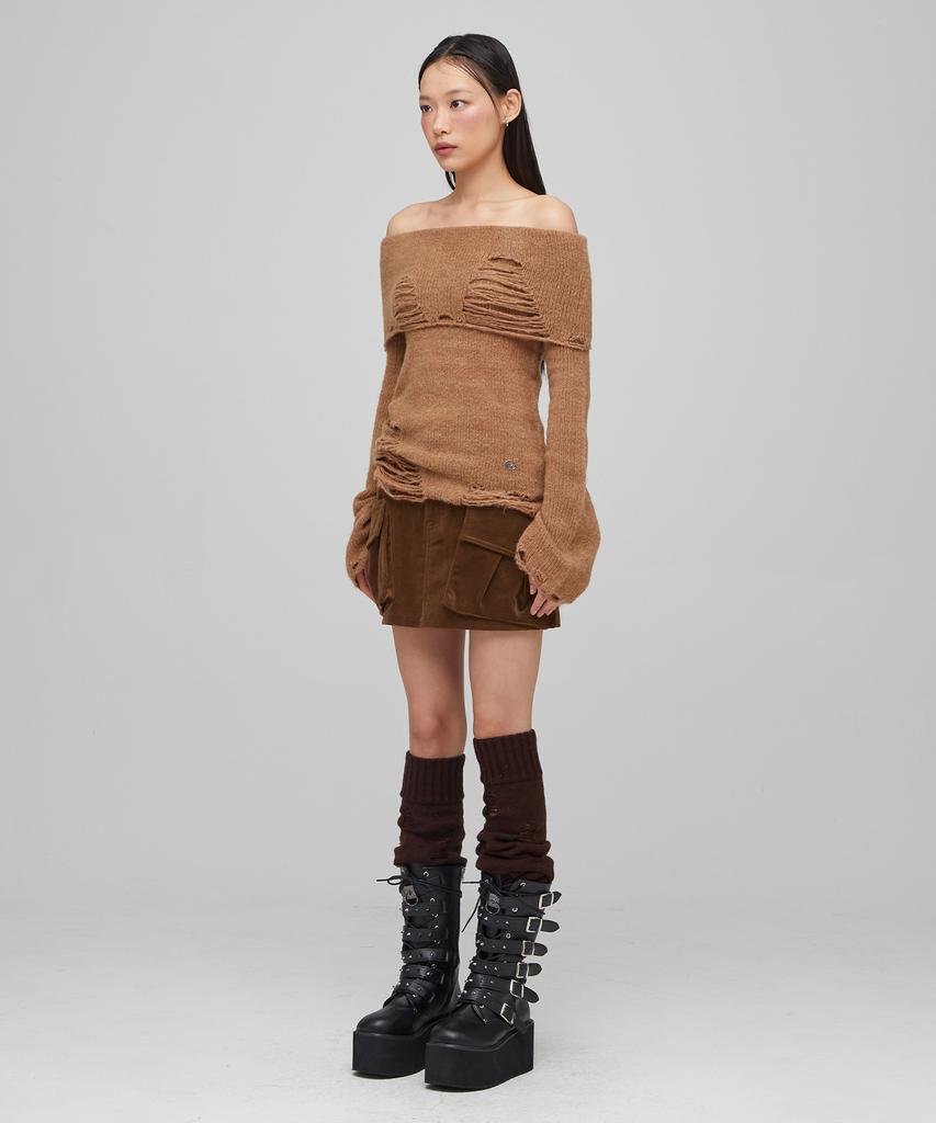 Lara Fox Corduroy Cargo Mini Skirt Brown Bq4Ws004