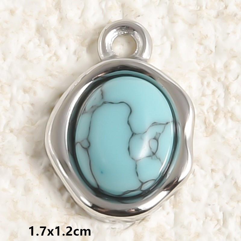 DIY Vintage Sun Oval Charm Stainless Steel Pendants For Jewelry Making Supplies Turquoise Charm Necklace Earrings Decor Findings