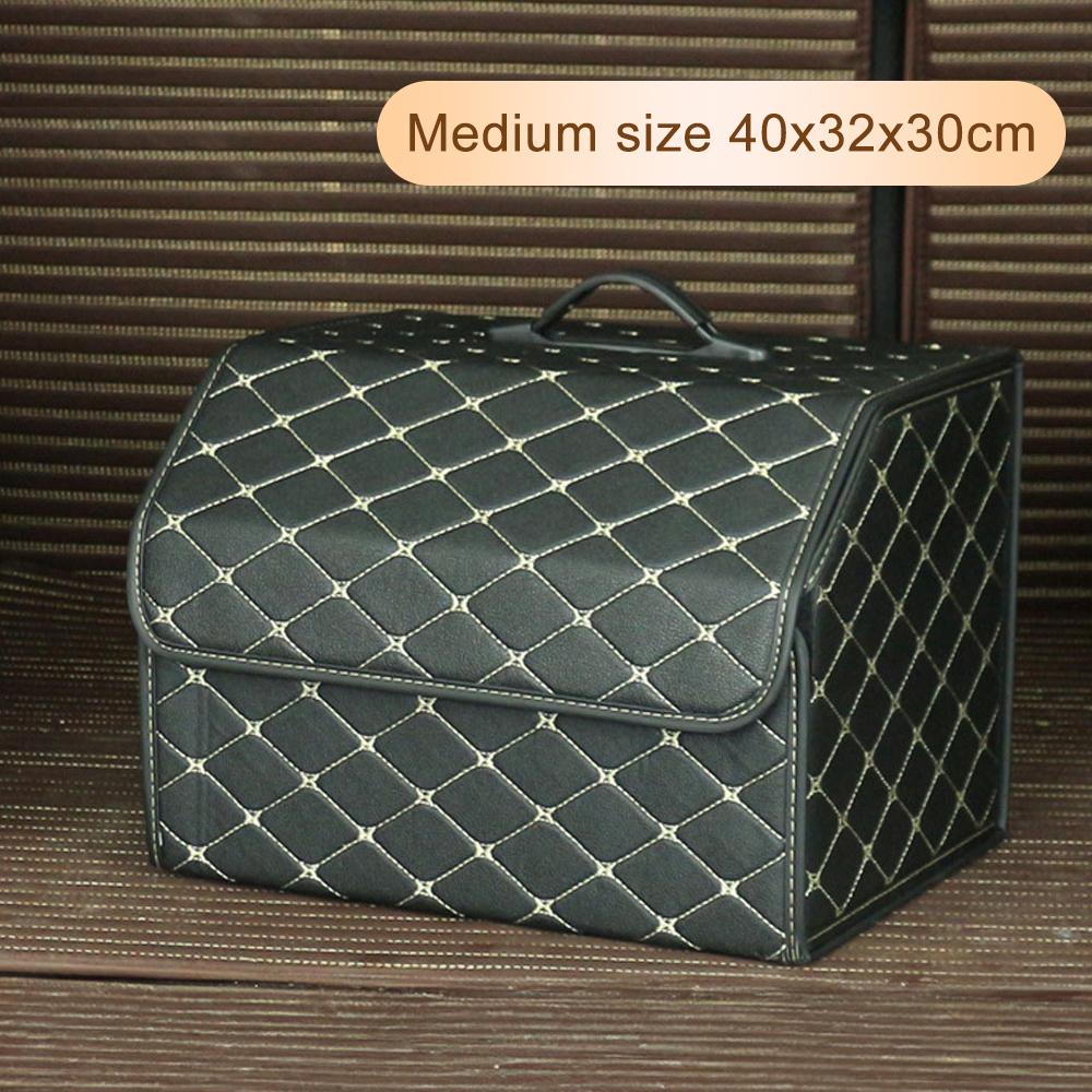 Collapsible Car Trunk Storage Box High Capacity Organizer In The Car PU Leather Trunk Tool Box Auto Accessories Storage Bag