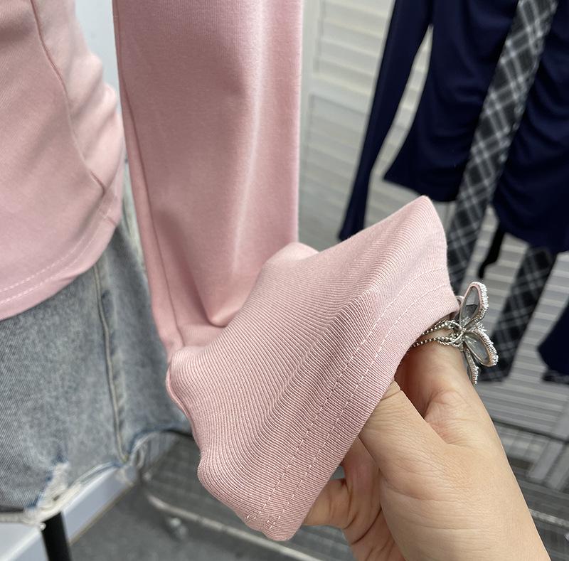 Spicy Girl V-Neck Bow Tie Lace-Up Long Sleeve Slim Pleated Top