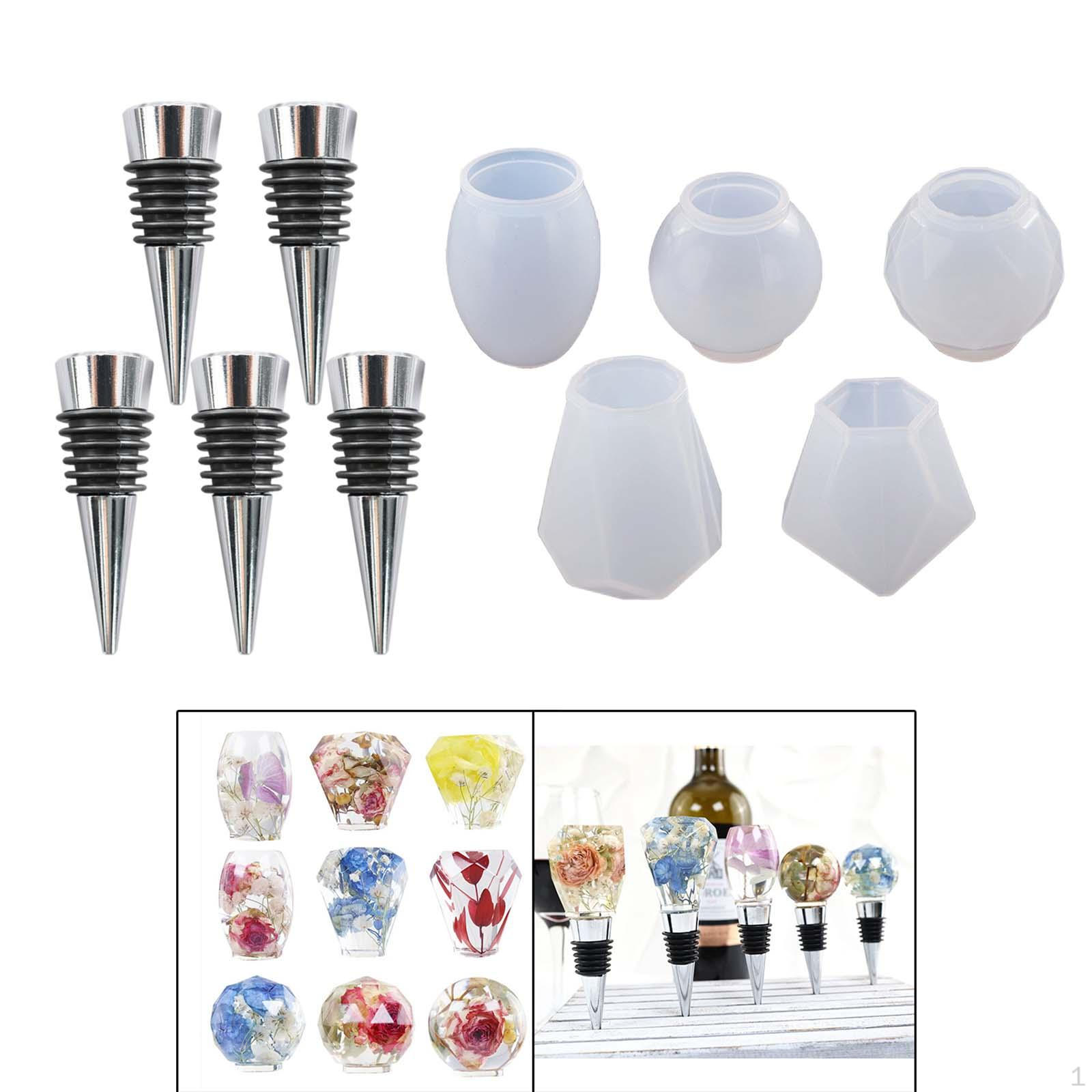 

Набор из 5 штук сделай сам хрустальная эпоксидная пробка для винной бутылки, формованные многоразовые пробки для напитков, силикон