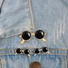 Xiao Zhan Style Mini Sunglasses Brooch Pin – Trendy Accessory for Clothing, Hats, and Bags