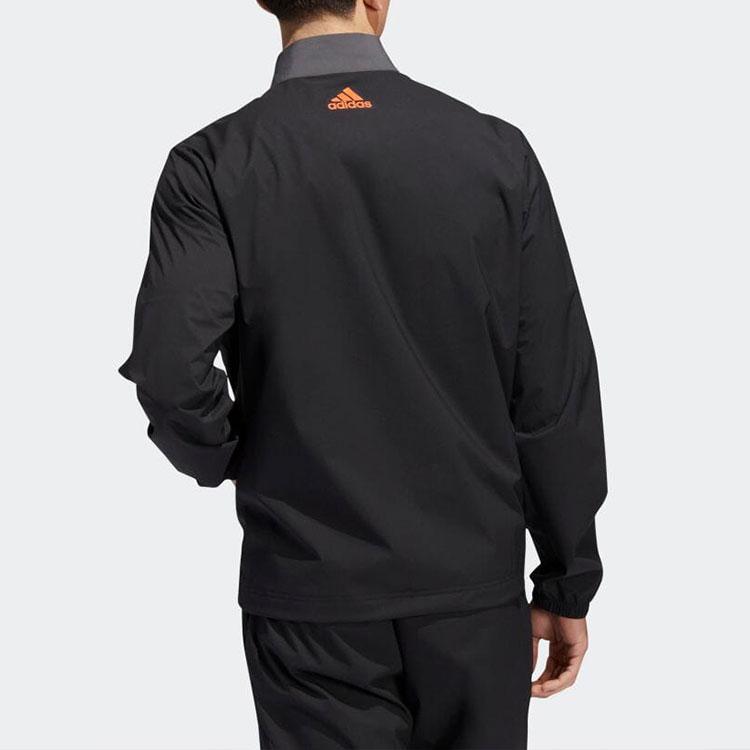 Adidas Color-blocked Golf Sports Water-Repellent Long Sleeve Jacket Men Outerwear Gray Black HF9187