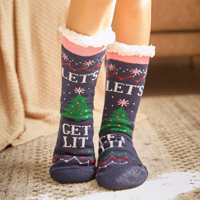 Festive Christmas Slipper Socks Featuring Soft Faux Fleece Lining And Gripper Soles
