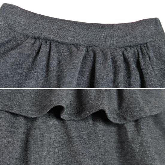 Girl Culottes Mid-rise Ruffle Hem Solid Color Girl Skort Solid Color Elastic Slim Fit Bottoms Daily Wear